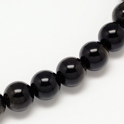 Grade AA Natural Golden Sheen Obsidian Round Beads Strands