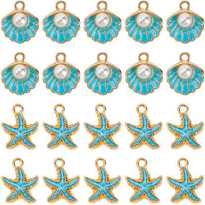 40 шт 2 стили подвески из сплава эмали, морская звезда и шарм из ракушек