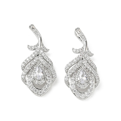 Латунные микропаве прозрачные подвески с фианитом, долговечный, слезинки