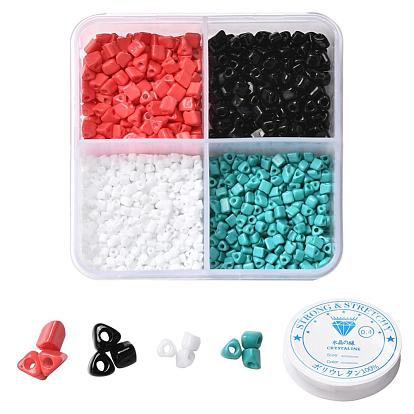 DIY Bracelets Making Kits, Including Triangle Opaque Glass Seed Beads and Elastic Crystal Thread