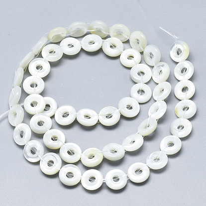 Natural White Shell Mother of Pearl Shell Charms, Donut