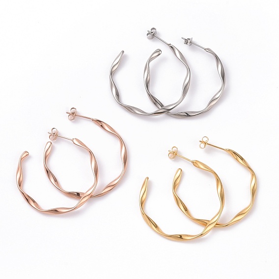 201 серьги-гвоздики в форме волны из нержавеющей стали с 304 булавками из нержавеющей стали, полукруглые серьги для женщин