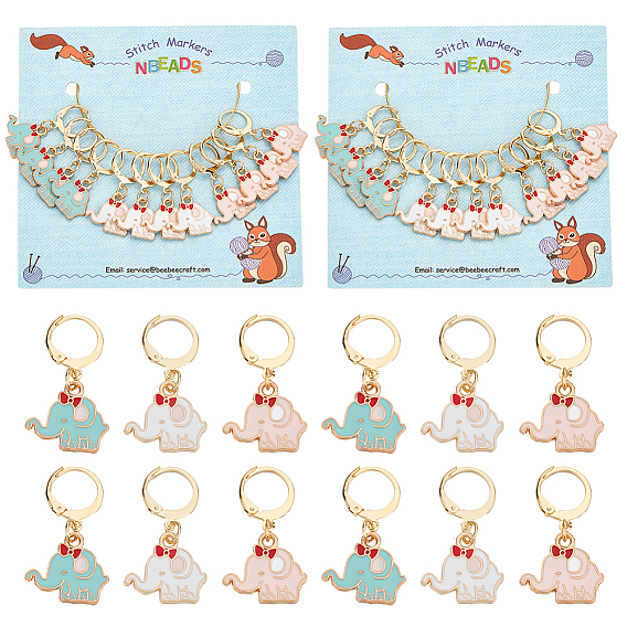 Маркеры петель с замком в виде слоника из сплава эмали, золотой тон 304 маркер с замком из нержавеющей стали