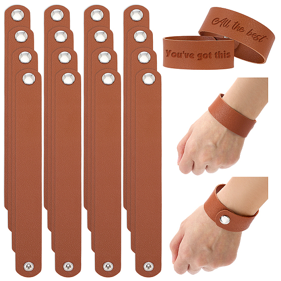 20Bracelet en cuir PU à large cordon, bracelet avec bouton pression en fer pour hommes femmes