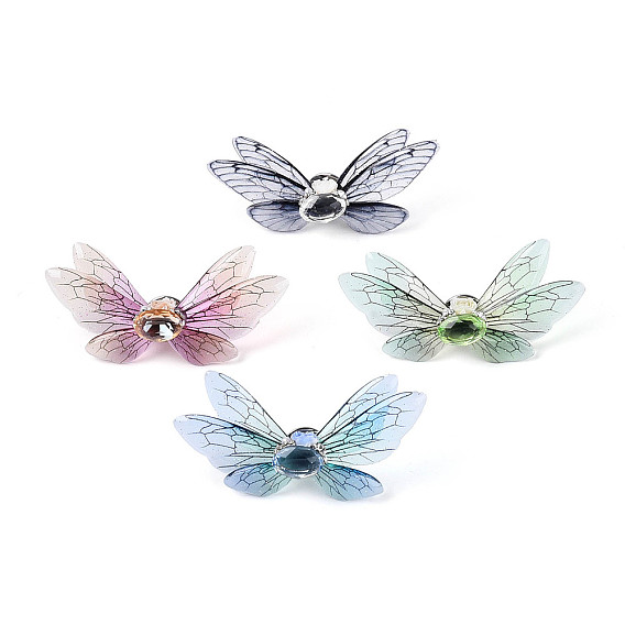 Булавки из эпоксидной смолы в форме бабочки, булавки для рюкзаков со стразами из сплава, с железным порошком и блестками