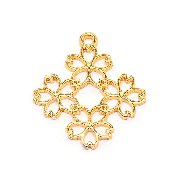 Alloy Open Back Bezel Pendants, for DIY UV Resin, Epoxy Resin, Pressed Flower Jewelry, Flower
