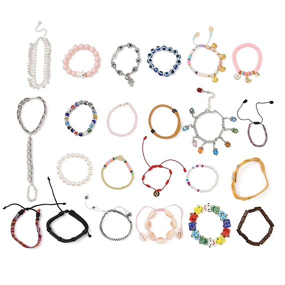 Glass & Polymer Clay & Acrylic Bracelets Kits, Mixed Style