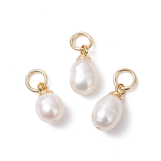 Натуральные культивированные пресноводные жемчужные рисовые подвески, с 304 фурнитурой из нержавеющей стали, белые