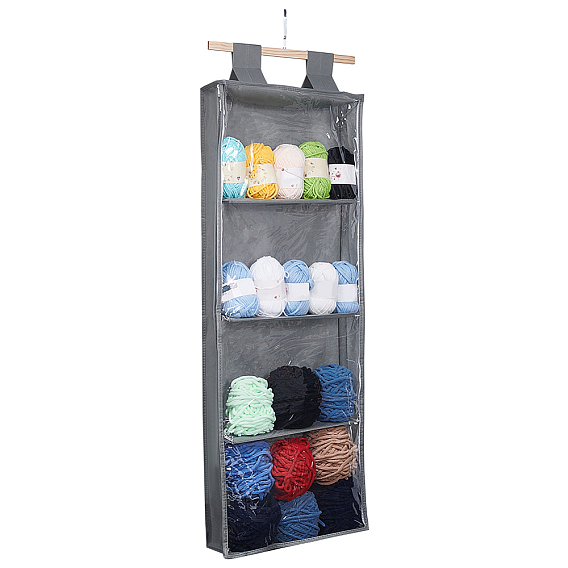 Настенные сумки для хранения из нетканого материала, прямоугольные дверные подвесные шкафы, с деревянной палочкой, крючком и пластиковой доской