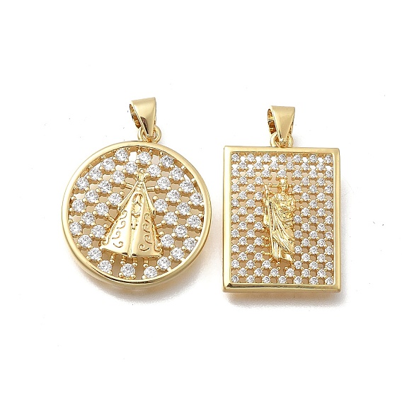 Латунные микропаве прозрачные подвески с фианитом, без кадмия и без свинца, стойки покрытие, долговечный, реальный 18 k позолоченный