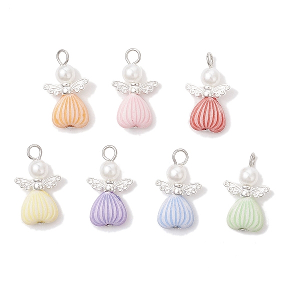 Бусины из искусственного жемчуга из АБС-пластика, ангел в форме сердца, с петлей из сплава, акрила и железа