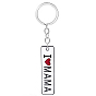 Mother's Day Rectangle with Word I Love Mama Alloy Enamel Pendant Keychain, with Iron Findings