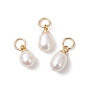 Натуральные культивированные пресноводные жемчужные рисовые подвески, с 304 фурнитурой из нержавеющей стали, белые