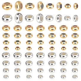 64 шт 8 стили латунные бусины, с резиной внутри, ползунки, долговечный, рондель