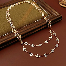 Латунные полые ромбы благоприятные облака звено цепи длинные ожерелья для женщин