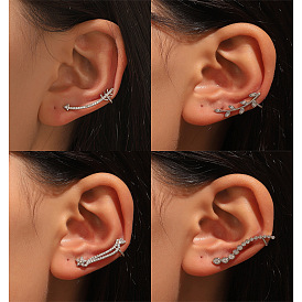 Sparkling Star and Heart Ear Clips, Unique Leaf and Fishbone Ear Cuffs for Cool Fashionistas