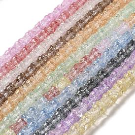 Transparent Crackle Glass Beads Strands, Bamboo Joint