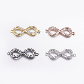 Brass Micro Pave Cubic Zirconia Links, Long-Lasting Plated, Infinity