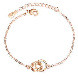 Rose Gold Hollow Heart Bracelet - Sweet and Lovely Japanese Style Jewelry.