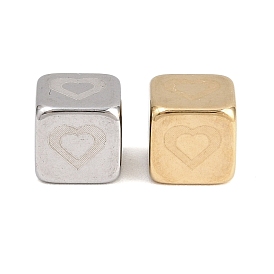 304 из нержавеющей стали бусы, куб с рисунком сердца