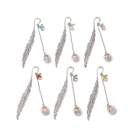 Закладки из сплава перьев, стеклянные круглые подвесные закладки