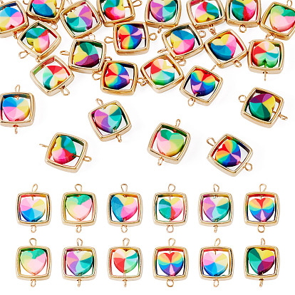 25шт. полимерной глины сердечко и квадратные звенья рамки ccb, соединительные подвески, с латунными двойными петлями, золотые