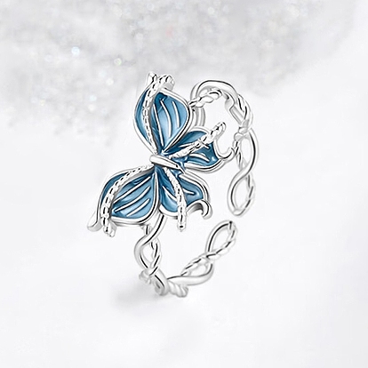 Бабочка 925 стерлинговое серебро с эпоксидной смолой кольца