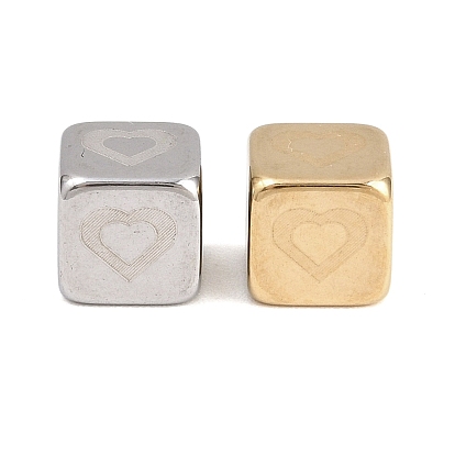 304 из нержавеющей стали бусы, куб с рисунком сердца