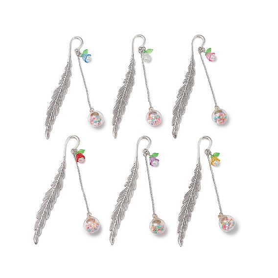 Закладки из сплава перьев, стеклянные круглые подвесные закладки