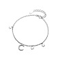 Sterling Silver Star & Moon Charm Bracelet with Cable Chains for Women