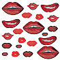 21 Stück 7 Stile computergesteuerte Stickerei Polyester Aufnäher, Paillettenapplikationen, Kostüm-Zubehör, Lippe