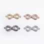 Brass Micro Pave Cubic Zirconia Links, Long-Lasting Plated, Infinity