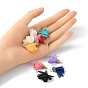10Pcs 10 Colors Chiffon Pendants, with Golden Iron Findings, Flower Charms