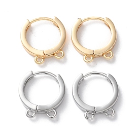 Rack Plating Brass Huggie Hoop Earring Findings, Long-Lasting Plated