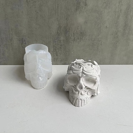 Silicone Halloween Skull Candle Holder Statue Molds, Portrait Sculpture Casting Molds