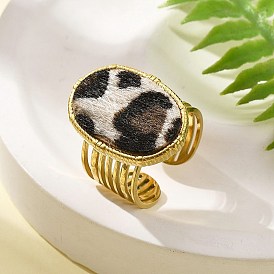 304 открытые манжеты из нержавеющей стали для женщин, с мехом из искусственной кожи, овальные, ионное покрытие (ip)