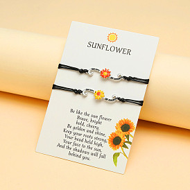 Handmade Multicolor Sunflower Bracelet - European and American Jewelry, Handwoven, Female.