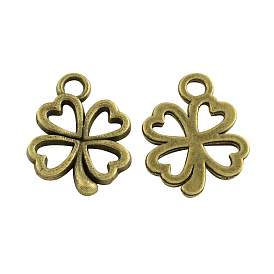 Тибетский стиль сплава клевера подвески, без кадмия и без свинца, 17x12.5x1 мм, Отверстие : 2 мм , около 1445 шт / 1000 г