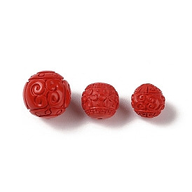 Synthetic Coral Carved Beads, Dyed, Round