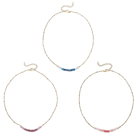 Окрашенный натуральный малайзийский нефрит, ограненные бусины-рондели 304 Женские ожерелья-цепочки из нержавеющей стали, золотые