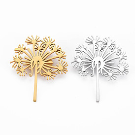 Dandelion Brooch, 201 Stainless Steel Flower Lapel Pin for Backpack Clothes, Nickel Free & Lead Free