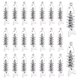 30Pcs Tibetan Style Alloy Pendants, Fishbone Charms