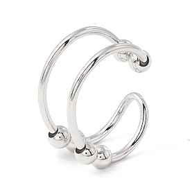 Латунное вращающееся кольцо из бисера с двумя линиями и открытой манжетой, вращающиеся шариковые кольца против беспокойства