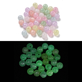 Luminous Acrylic Beads, with Glitter Powder, Glow in the Dark Beads, Round