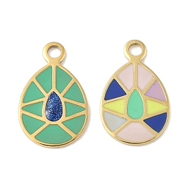 304 подвески из нержавеющей стали, с эмалью, слезинки, реальный 14 k позолоченный