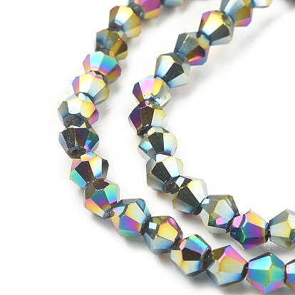 Electroplate Glass Bead Strands, Faceted Bicone