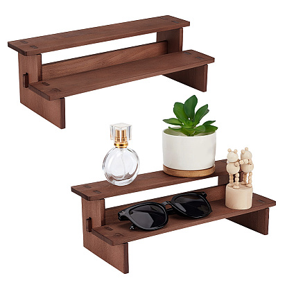2 sacs 2 présentoir à plusieurs niveaux en bois pour maquettes de jouets, support à minifigures à plusieurs niveaux en bois pour produits cosmétiques, pinces à cheveux, rectangle