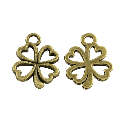 Тибетский стиль сплава клевера подвески, без кадмия и без свинца, 17x12.5x1 мм, Отверстие : 2 мм , около 1445 шт / 1000 г