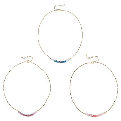 Окрашенный натуральный малайзийский нефрит, ограненные бусины-рондели 304 Женские ожерелья-цепочки из нержавеющей стали, золотые