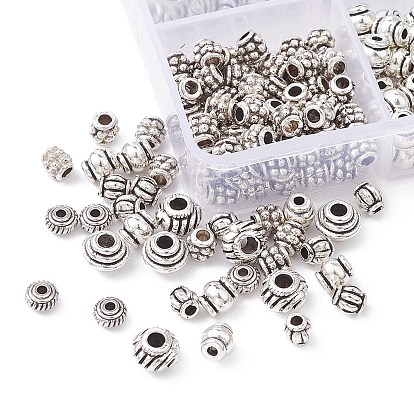 370Pcs 6 Styles Tibetan Style Alloy Spacer Beads, Mixed Shapes
